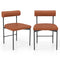 Faux Leather Upholstered Kitchen Side Chair Set of 2 with Curved and Padded Backrest-Brown
