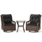 3 Pieces Patio Furniture Set PE Wicker Swivel Glider Chairs with 2-Tier Side Table and Cushions-Black
