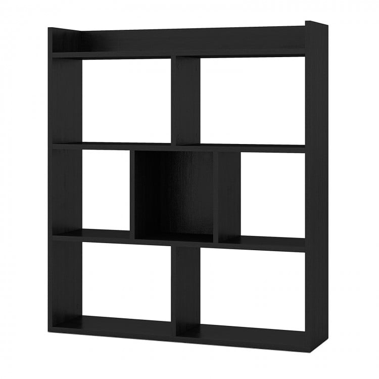 7 Cubes Open-back Bookshelf with Anti-Toppling Devices-Black