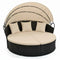 Outdoor Patio Round Daybed with Retractable Canopy & Cushions