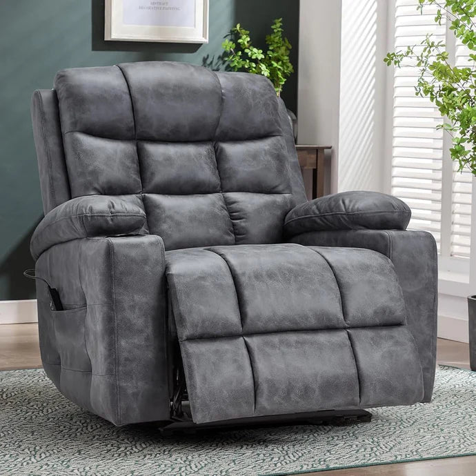 AECOJOY Electric Glider Recliner Nursery Chair with Lumbar Support, Cup Holders & Side Pockets