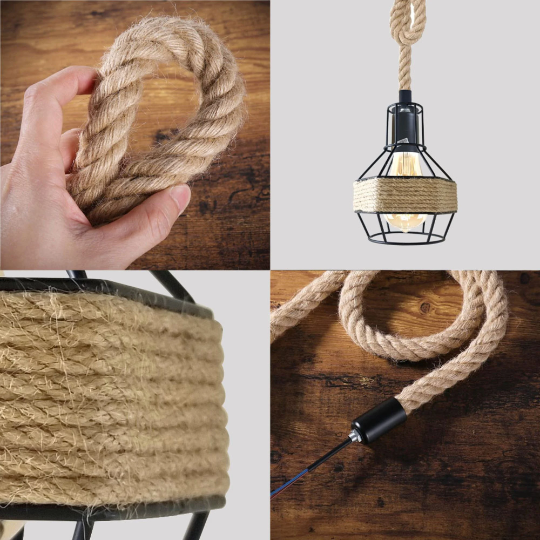 Hemp Rope Hanging Pendant Light with FREE BULB ~1063