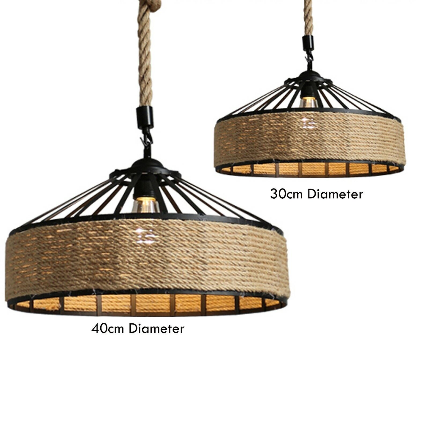 Industrial Hemp Rope Hanging Pendant Light Fixture~1064