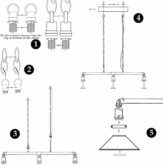 Industrial 3-way Ceiling Pipe Pendant Lights~1159