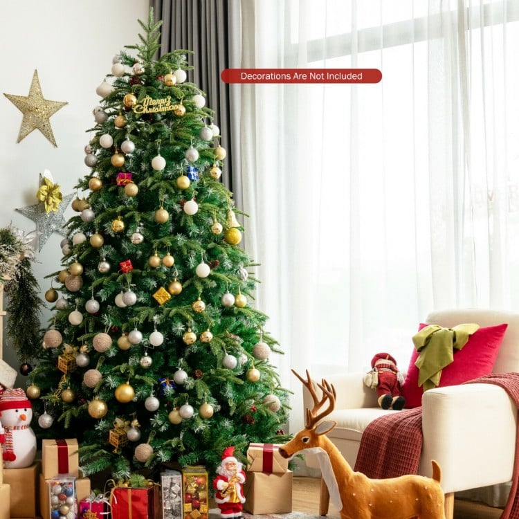 Pre-Lit Snowy Christmas Hinged Tree with Multi-Color Lights-9'