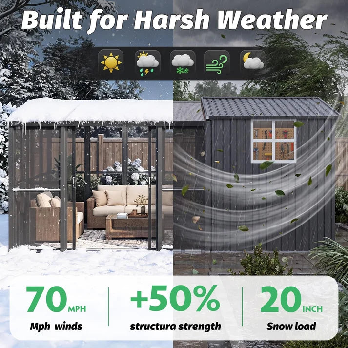 AECOJOY 10x10 Sunroom & 6x10 Storage Shed Combo with Sliding Screen Door