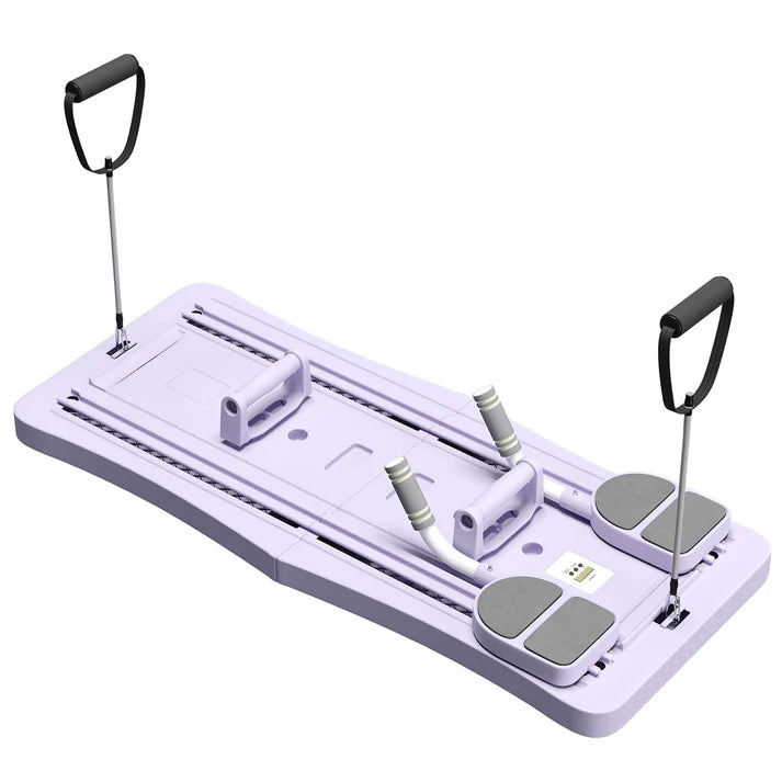 5-in-1 Foldable Pilates Reformer Board with LED Counter | Home Fitness Workout Board with Resistance Bands, Purple or Black