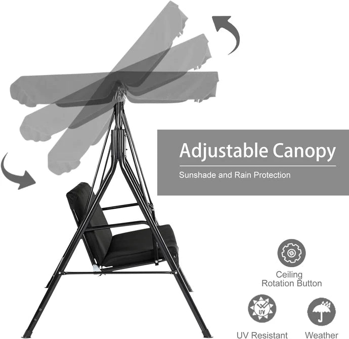 AECOJOY 3-Seat Outdoor Patio Swing Chair – Heavy-Duty Canopy Swing Bench for Backyard, Porch & Garden