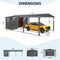 YODOLLA 12' x 23' Outdoor Storage Shed & Heavy Duty Metal Carport Shelter – Waterproof Weather-Resistant Garage with Locking Storage Room, Dark Grey