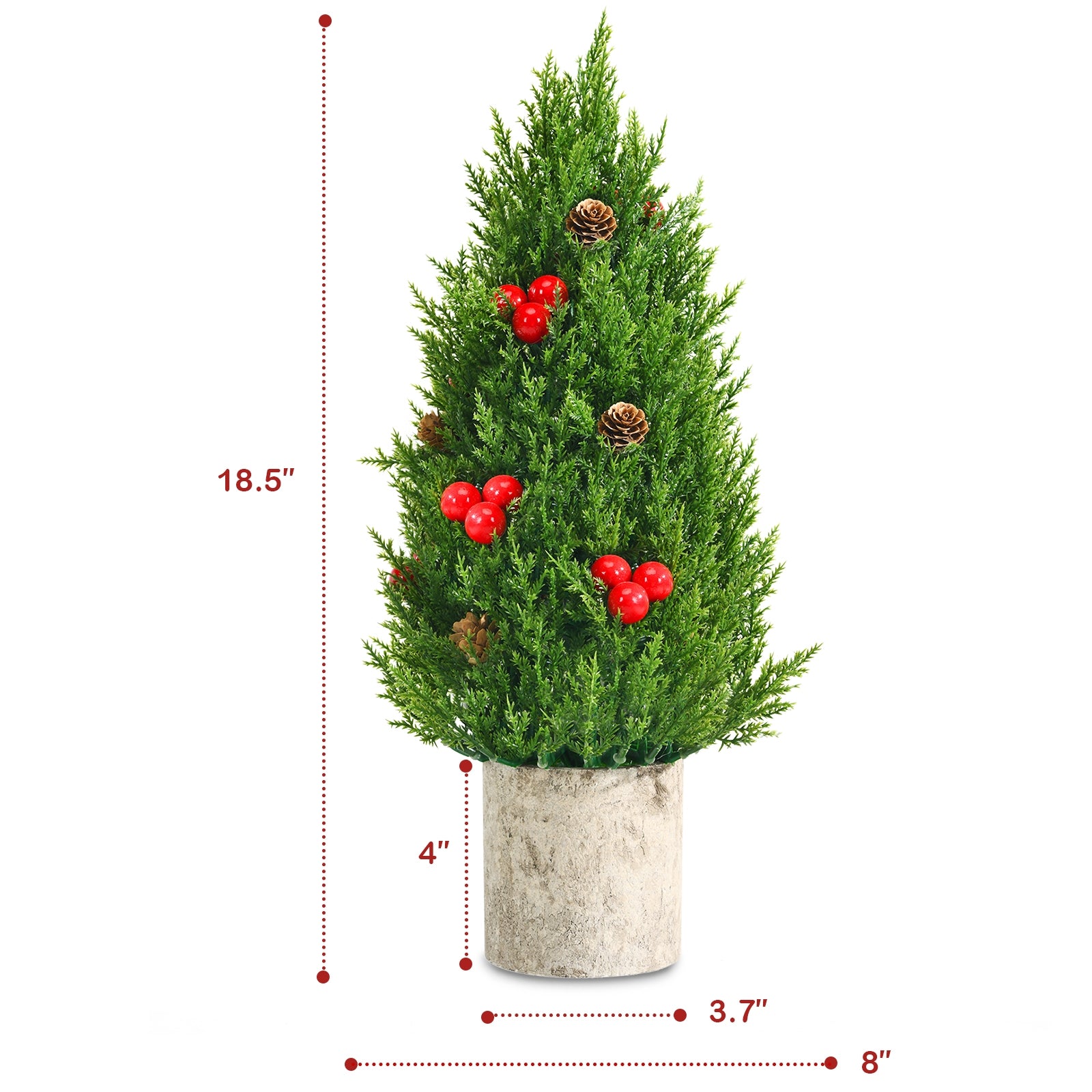 18.5 Inch Tabletop Artificial Christmas Tree with 170 PE Branches and Pulp Stand