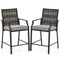 Patio Bar Stools Set of 2 Counter Height Rattan Bar Chairs with Armrest-Grey