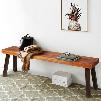 Patio Acacia Wood Dining Bench Seat with Steel Legs 