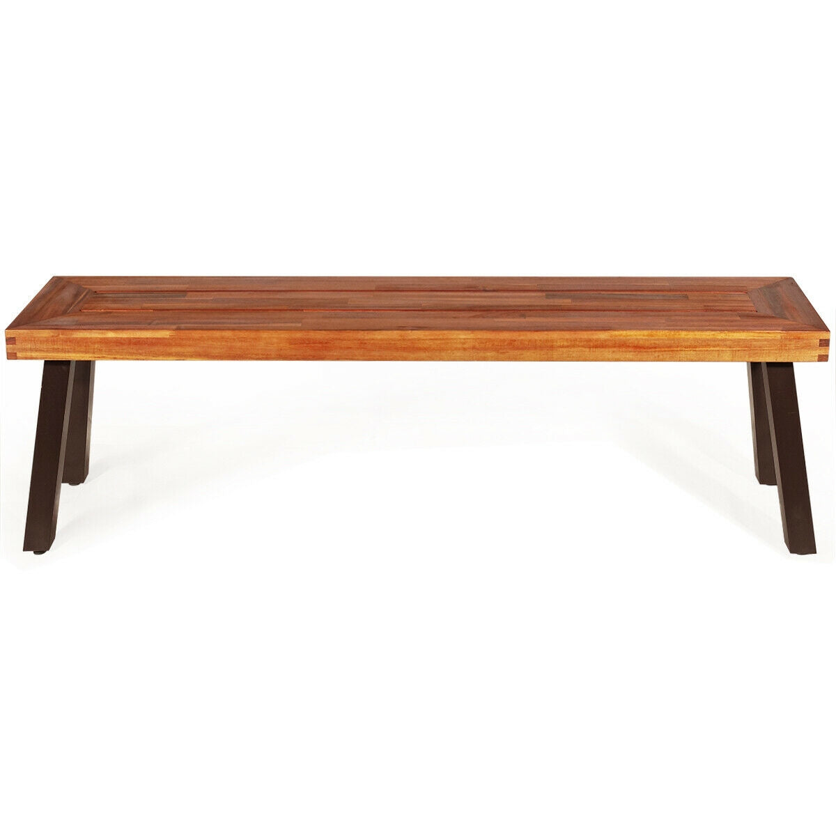 Patio Acacia Wood Dining Bench Seat with Steel Legs