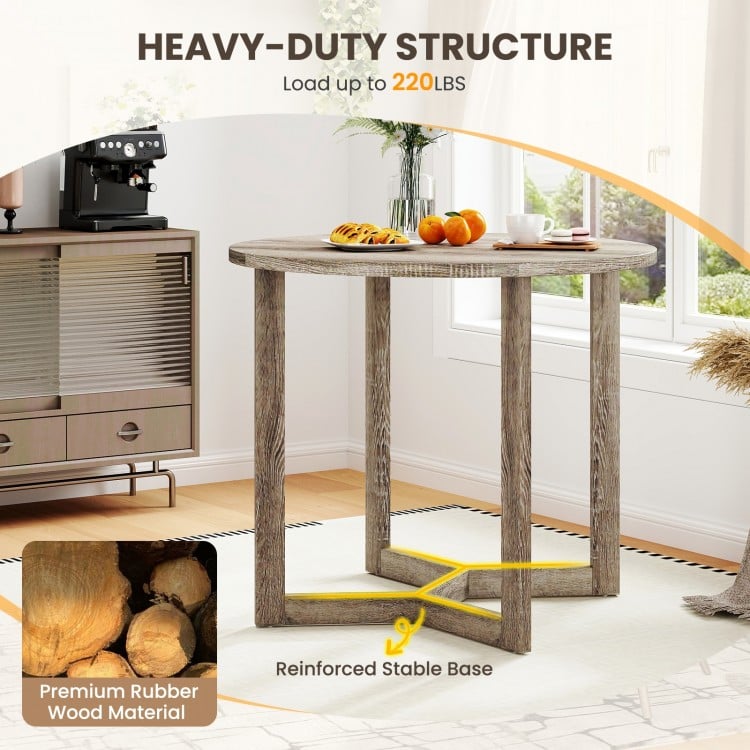 36 Inch Round Wood Dining Table for 2-4 People with Wing-shaped Pedestal Base-Grey