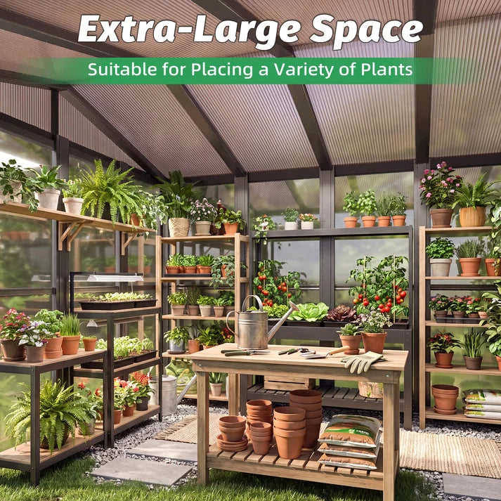 AECOJOY 10x10 Sunroom & 6x10 Storage Shed Combo with Sliding Screen Door