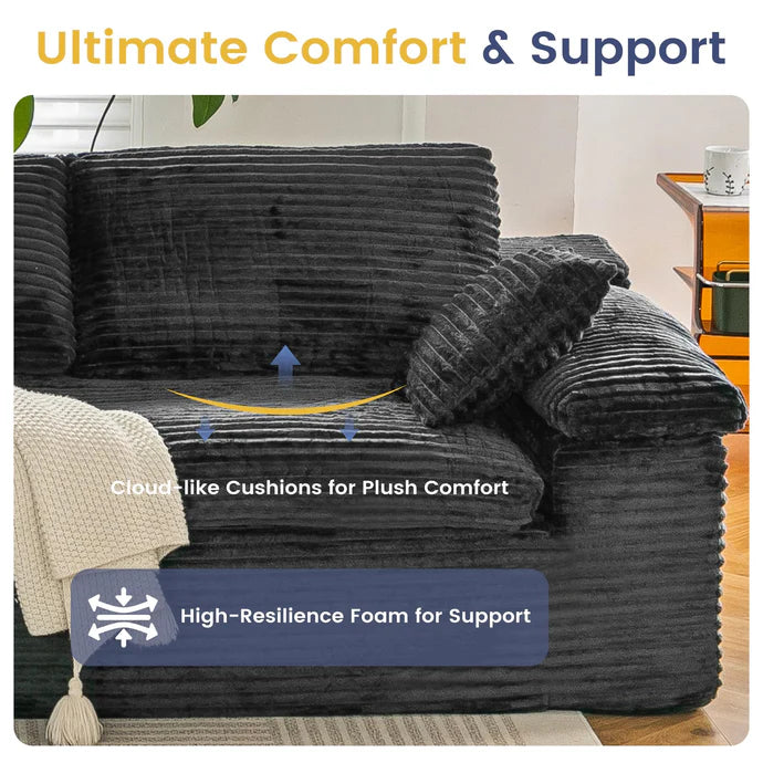 110" L-Shaped Modular Sectional Sofa – Cloud Boneless Couch, Plush Corduroy