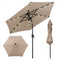 7.5 Feet Solar Powered Patio Umbrella with LED Lights and Crank Handle-Tan