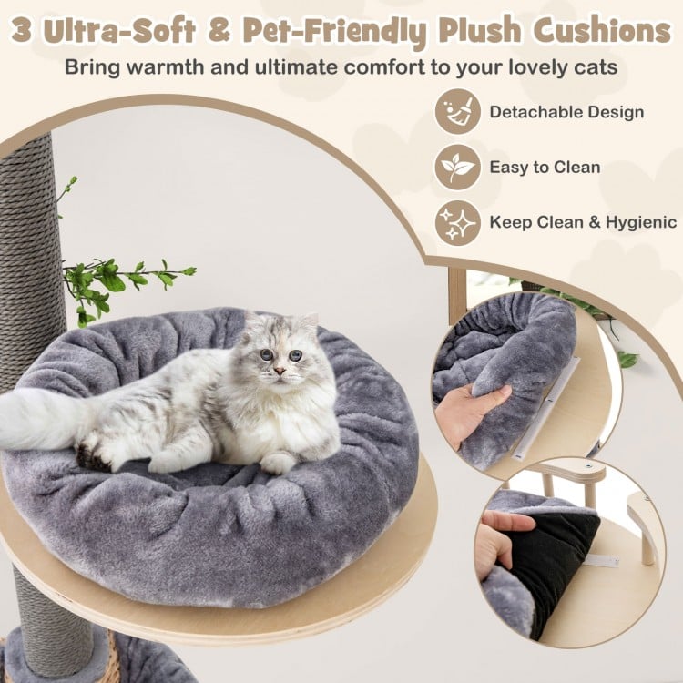 Floor to Ceiling Cat Tree with 93 Inch-107 Inch Adjustable Height-Gray