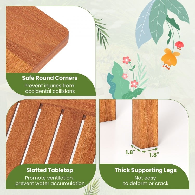 Wooden Plant Stand Outdoor Indoor Solid Wood Flower Pot Holder Display Shelf-M