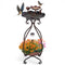 Solar Outdoor Bird Bath Feeder Combo with Flower Planter Pedestal and Solar Lights-Copper