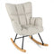 Linen Nursery Rocking Chair with High Backrest and Padded Armrests-White