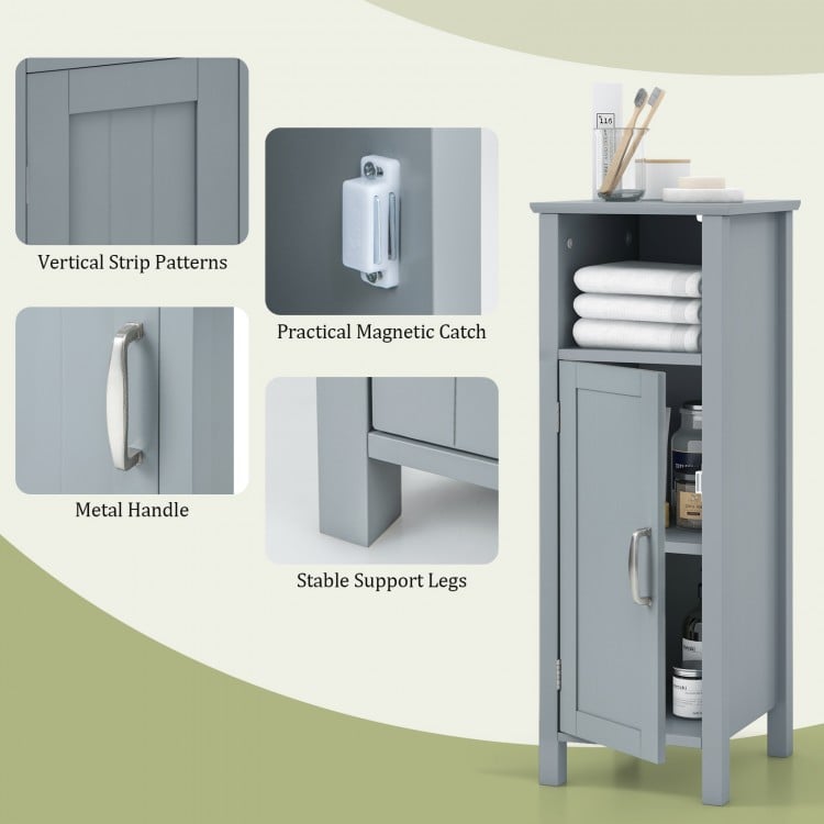 Bathroom Storage Organizer with 2-Tier Cabinet-Gray