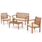 4 Piece Patio Wood Furniture Set Acacia Wood Sofa Set with Loveseat-Off White