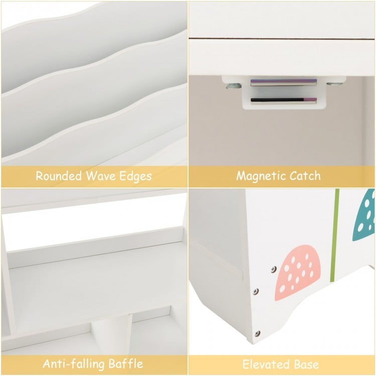 Kids Toy Storage Organizer with Book Shelf and Storage Cabinet-White
