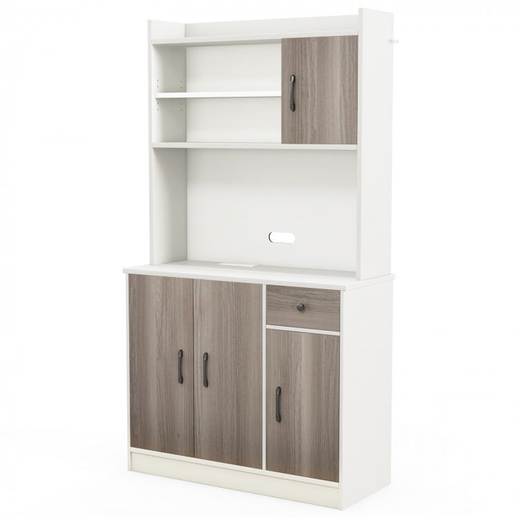71 Inch Kitchen Pantry Storage Cabinet Buffet Sideboard with Built-in Charge Station-White