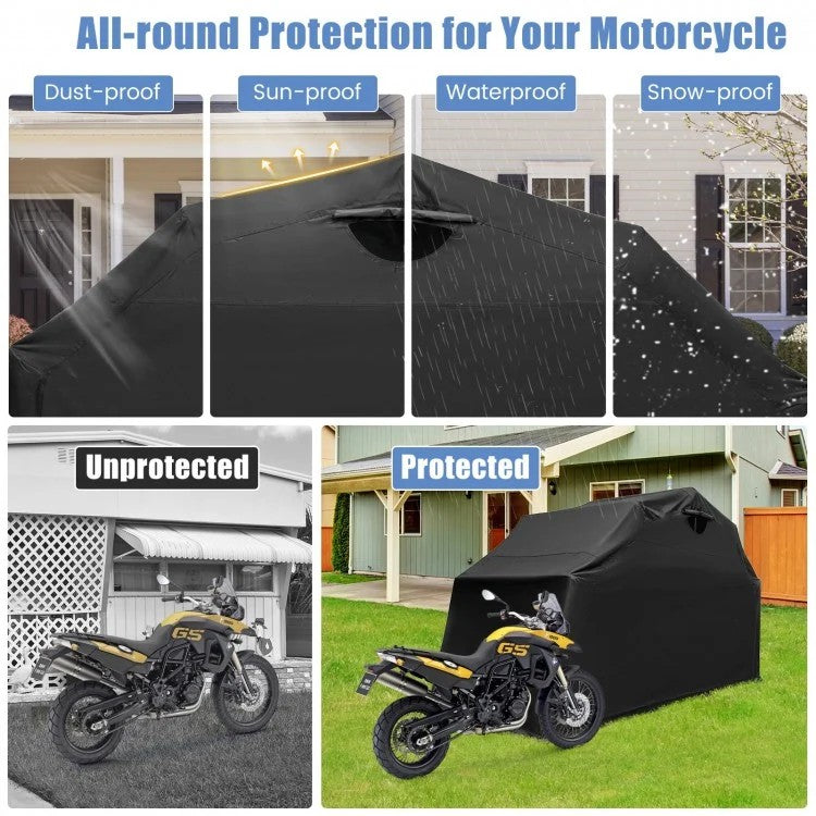 Outdoor Motorcycle Shelter Waterproof Motorbike Storage Tent with Cover 