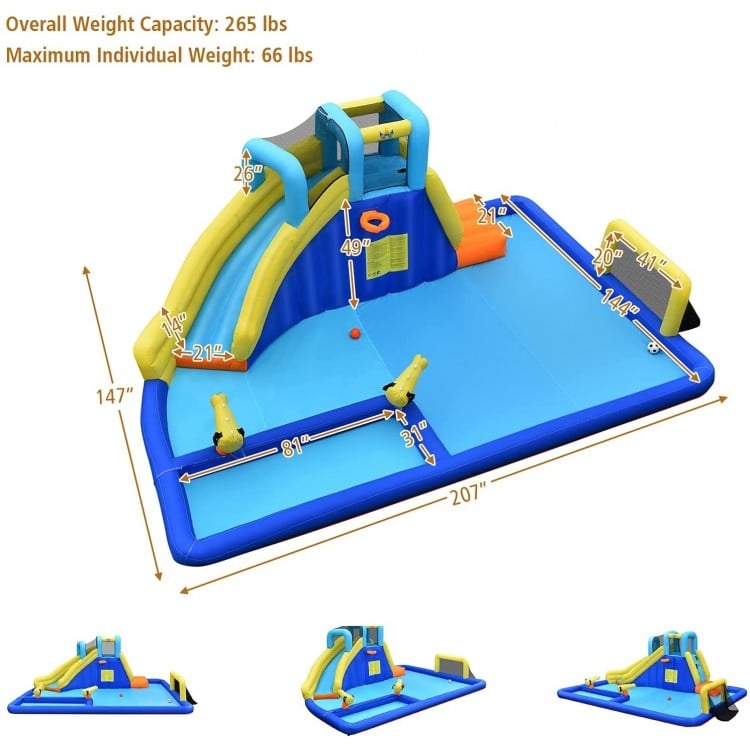 6-in-1 Inflatable Water Slides with Blower for Kids