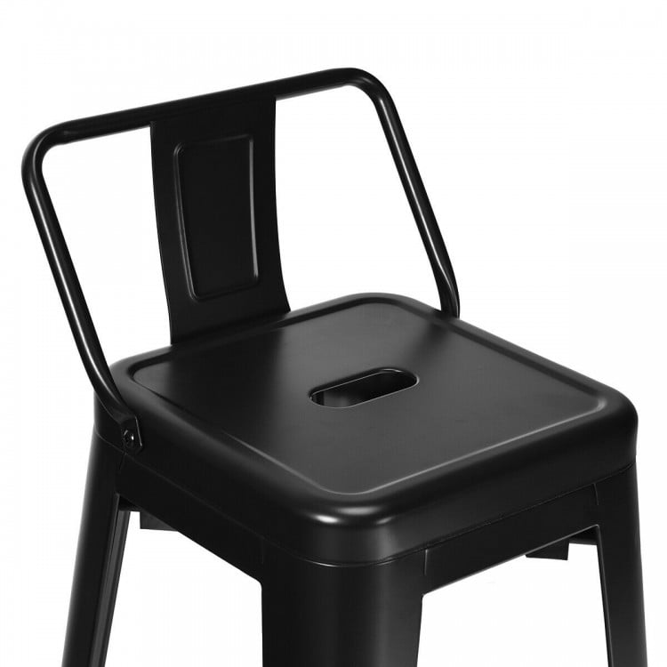 30 Inch Set of 4 Metal Counter Height Barstools with Low Back and Rubber Feet-Black