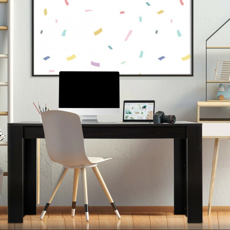 63 Inch Rectangular Modern Dining Kitchen Table for 6 People-Black