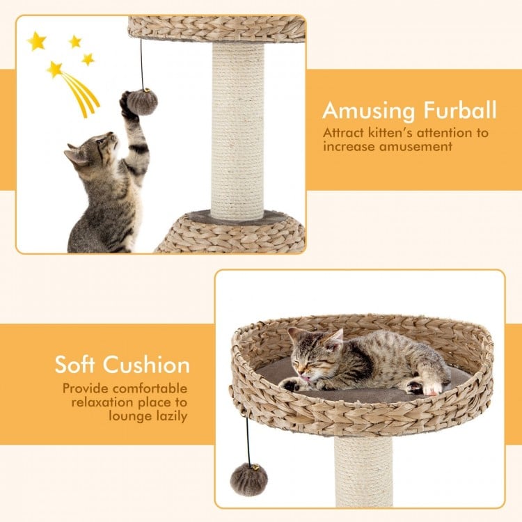 28 Inches Hand-Made Cat Tree Tower with Jump Platform-Coffee