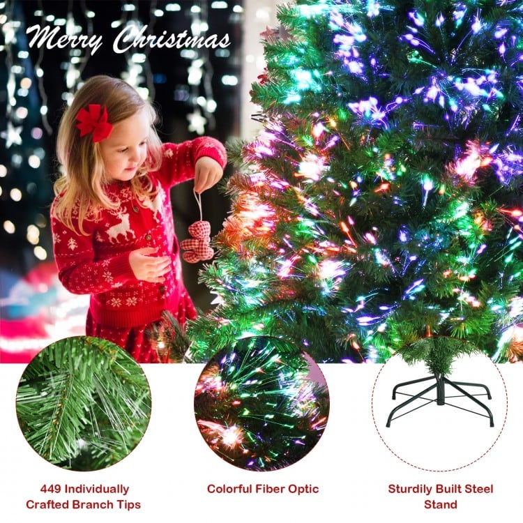 5 FT Pre-lit Multi-Colored Fiber Optic Spruce Artificial Christmas Tree