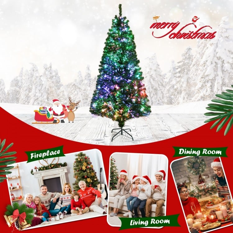 5 FT Pre-lit Multi-Colored Fiber Optic Spruce Artificial Christmas Tree