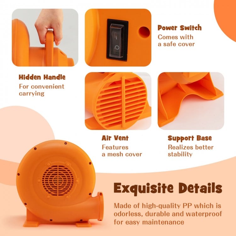750W Air Blower (1.0HP) for Inflatables with 25 feet Wire and GFCI Plug