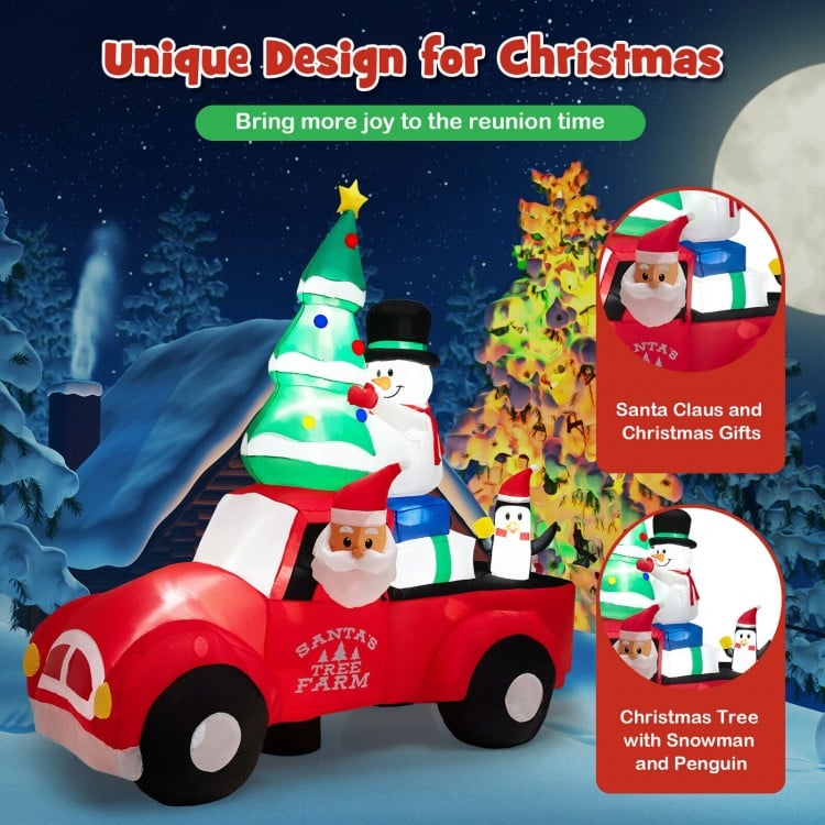 8 Feet Wide Inflatable Santa Claus Driving a Car with LED and Air Blower