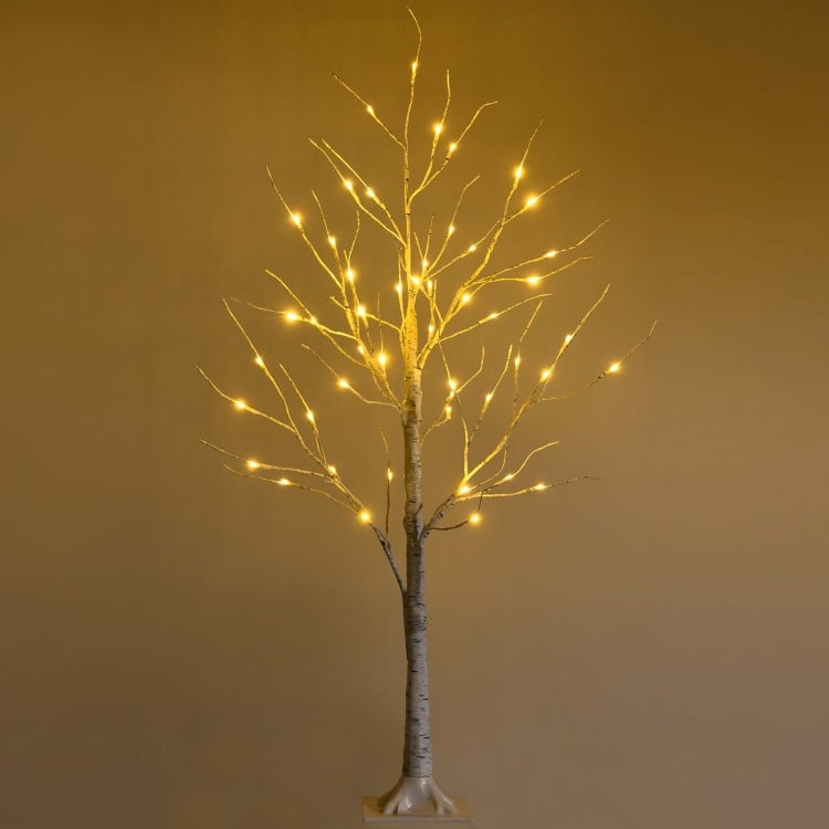 4 feet Pre-lit White Twig Birch Tree for Christmas Holiday with LED Lights