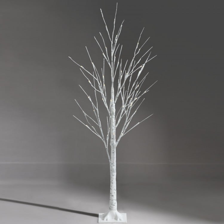 4 feet Pre-lit White Twig Birch Tree for Christmas Holiday with LED Lights