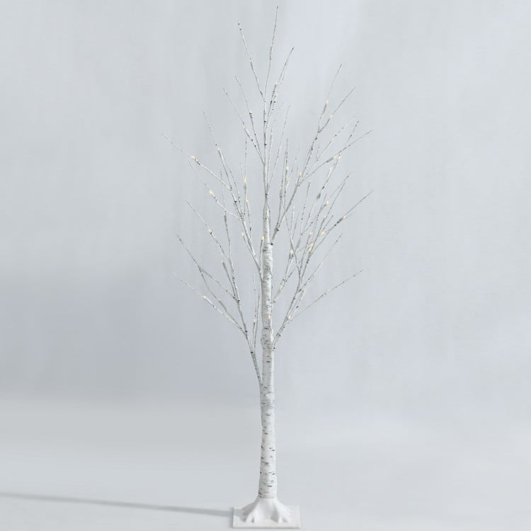 4 feet Pre-lit White Twig Birch Tree for Christmas Holiday with LED Lights