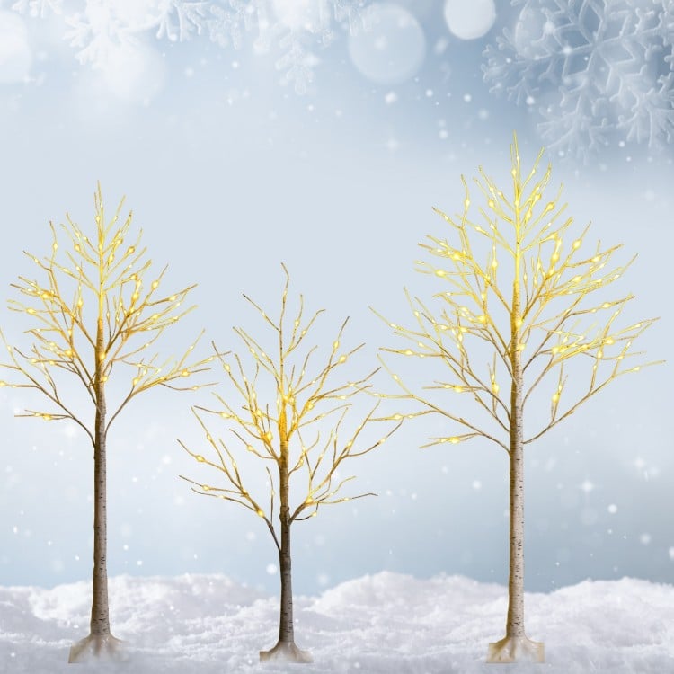 Pre-lit White Twig Birch Tree for Christmas Holiday with LED Lights-6 ft