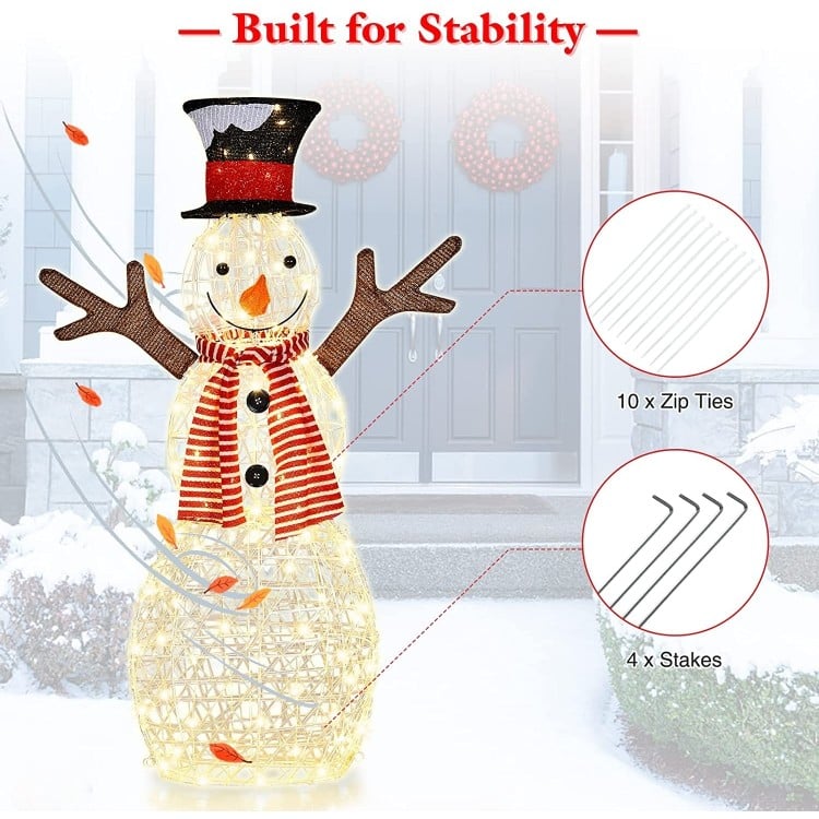 Indoor/Outdoor Christmas Lighted Snowman Decorations with Pre-Lit 80 Lights