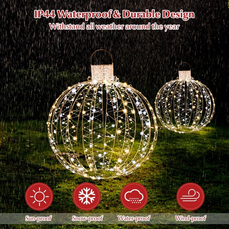 3 Pack Christmas LED Light Balls with Cable Ties and 6 Stakes