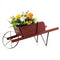 Wooden Wagon Planter with 9 Magnetic Accessories for Garden Yard-Red