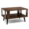 Compact Retro Mid-Century Coffee Table with Storage Open Shelf-Rustic Brown