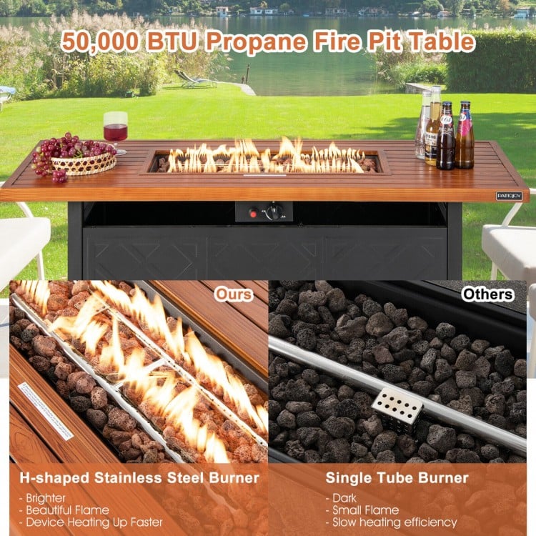 57 Inch 50,000 BTU Rectangular Propane Outdoor Fire Pit Table