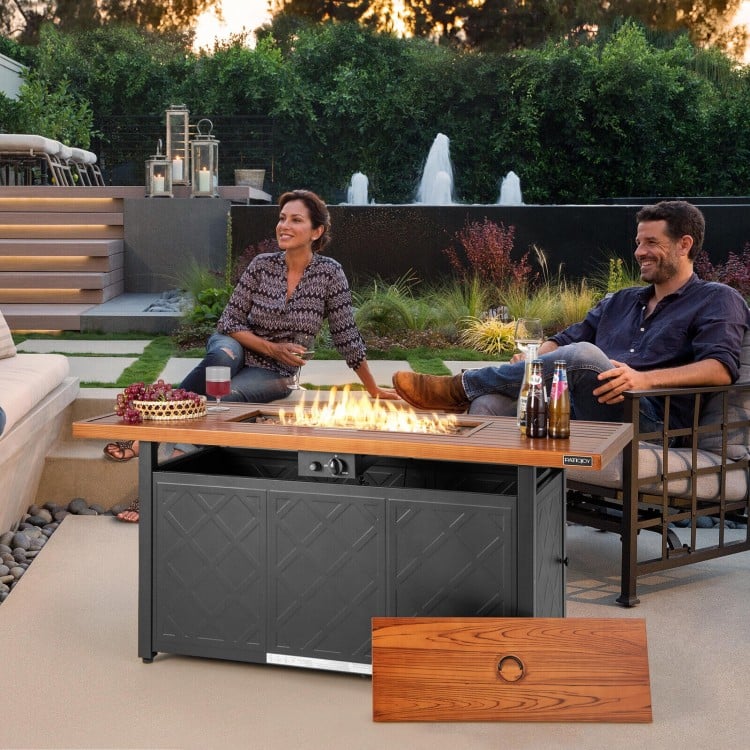 57 Inch 50,000 BTU Rectangular Propane Outdoor Fire Pit Table