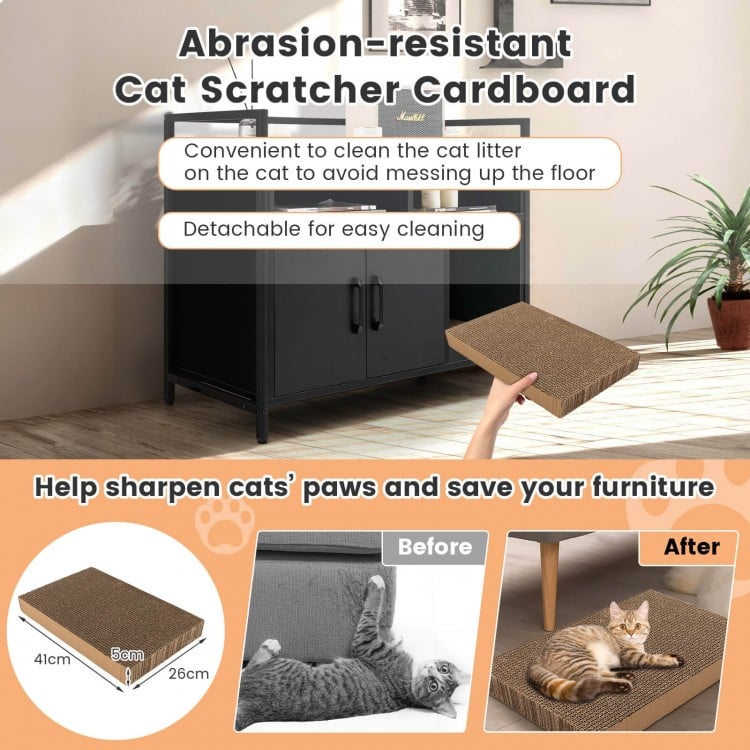 Hidden Cat Washroom with Double Doors and Scratch Cardboard-Black