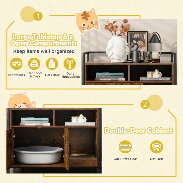 Hidden Cat Washroom with Double Doors and Scratch Cardboard-Coffee